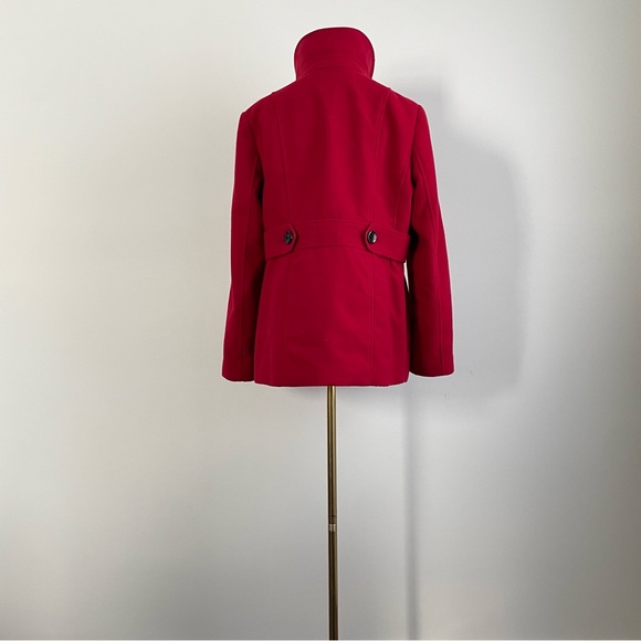 Style & Co Red Double Breasted Peacoat with Removable Hood - Picture 6 of 14